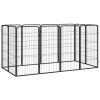 12-Panel Dog Playpen Black 19.7"x39.4" Powder-coated Steel