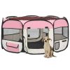 Foldable Dog Playpen with Carrying Bag Pink 57.1"x57.1"x24"