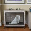 23.6"L X 20"W X 26"H Dog Crate Furniture with Cushion, Wooden Dog Crate Table, Double-Doors Dog Furniture, Dog Kennel Indoor for Small Dog, Dog House